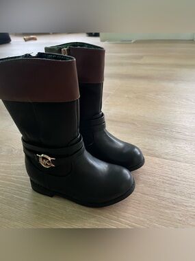 Michael Kors Black & Brown Leather Moto Boots